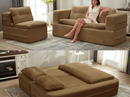 Multi Functional Sectional Sofa Bed With Independent Chaise Lounge And Functional Blanket