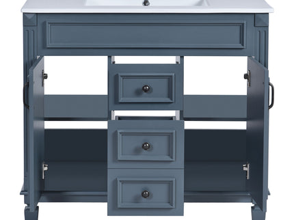 Bathroom Vanity With Top Sink, Mirror Cabinet, 2 Soft Closing Doors & 2 Drawers