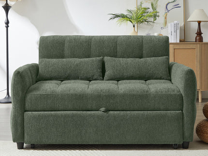 Loveseat Sofa Pull-Out Bed With Adjustable Backrest, 3 USB Ports And 2 Lumbar Pillows For Living Room