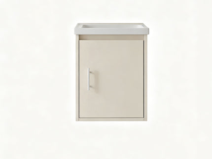 16" Floating Bathroom Vanity Combo, Wall Mounted Cabinet With Sink & Soft Close Doors For Small Bathrooms - Khaki