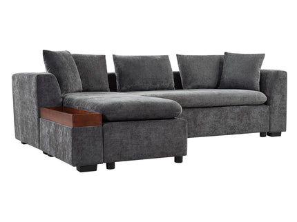 Modern L Shaped Sectional Sofa With Upholstery And Wooden Storage