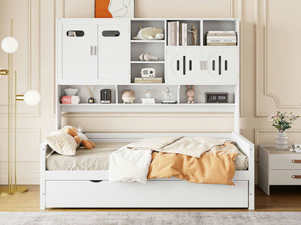 Daybed With All-In-One Cabinet And Shelf