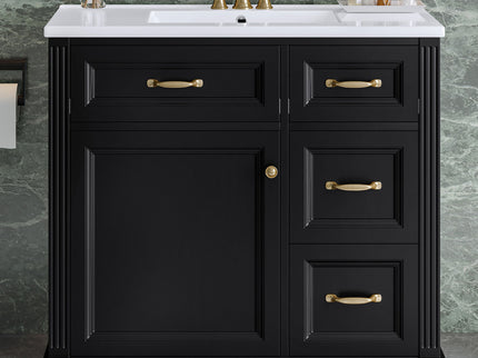 Modern Bathroom Vanity With Sink, 4 Drawers, Soft-Close Door, Adjustable Shelf