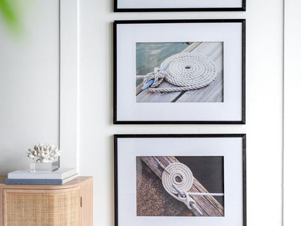 Rope Wall Art With Frame, Wall Decor For Living Room (Set of 3) - White / Black