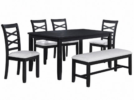 Dining Set 6 Piece With Table And Upholstered X Back Chairs - Charcoal