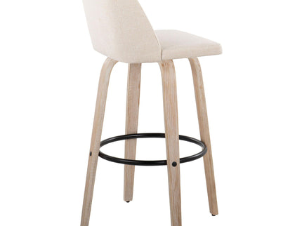 Toriano - Mid-Century Modern Fixed Height BarStool With Round Footrest (Set of 2)