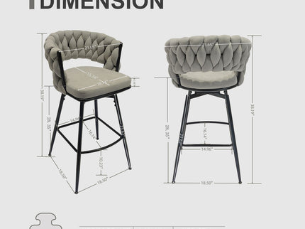 Bar Stool 360 Swivel With Back Footrest