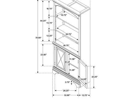 Stigham - Bookcase With 2 Door Cabinet, Adjustable Shelves, Cable Management - Oak
