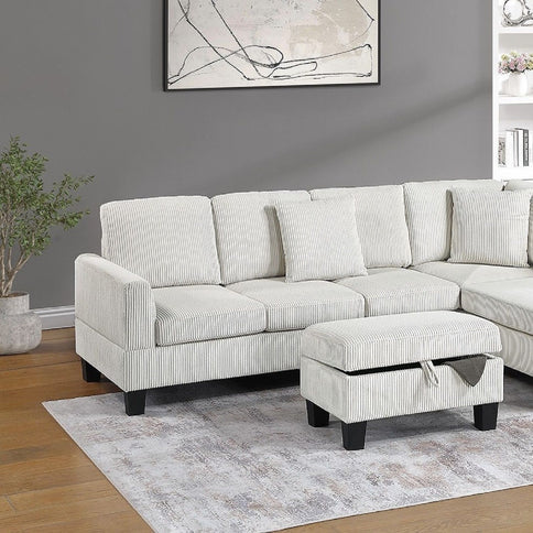 Sectional Sofa With Storage Ottoman And Pillows