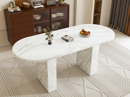 Oval Dining Table With Wood Strip Base