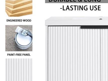 Contemporary Wall Mounted Bathroom Vanity With Resin Double Sink