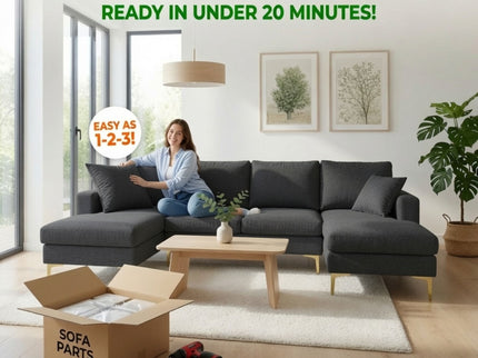U - Shaped Sectional Sofa With Double Chaise