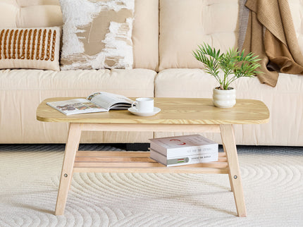 Coffee Table With Double Layer Storage For Living Rooms - Wood