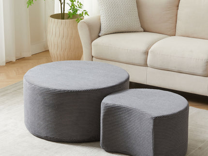 Modern Upholstered Round Coffee Table For Living Room (Set of 2)