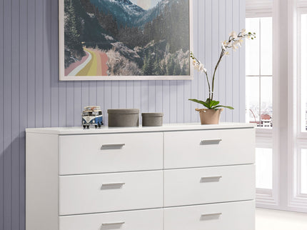 Dulcey - 6 Drawer Dresser With Accents, Bedroom Storage - Gloss White