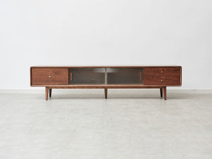 TV Cabinet With Chinese Changhong Glass Doors, Two Drawer Storage Space TV Standing