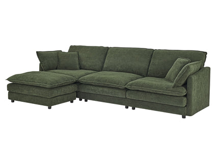 L-Shaped Sectional Sofa With Ottoman, Convertible 4 Seater Couch