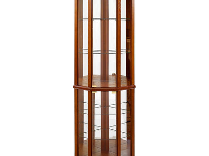 6 Shelf Lighted Corner Curio Cabinet With Adjustable Tempered Glass Shelves And Mirror Back (E26 Light Bulb Not Included)