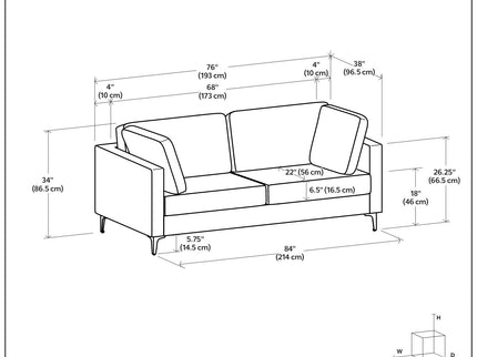 Ava - Mid Century Sofa, Upholstered