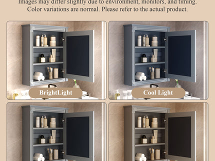 Wall Mounted Bathroom Storage Cabinet With Mirror, Medicine Cabinet With Height Adjustable Shelf