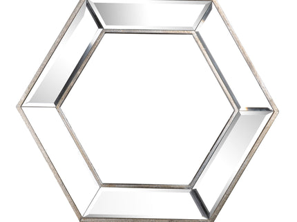 Hexagon Wall Mirror With Contemporary Glass Design, Home Decor Accent Mirror For Living Room, Entryway, Bedroom