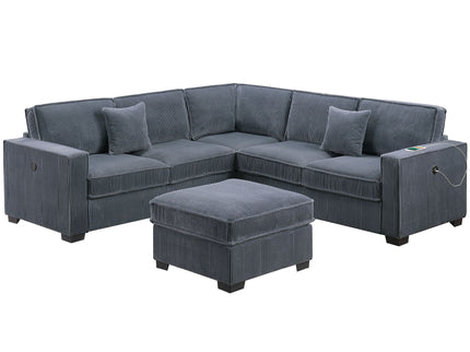 Modern Sectional Set With Cocktail Ottoman
