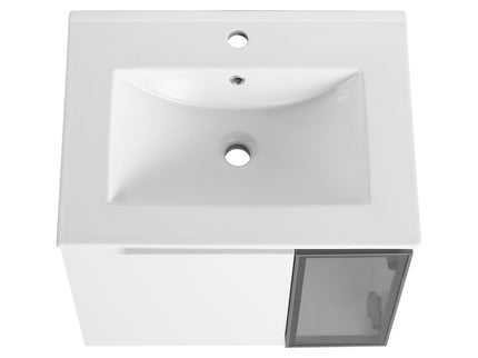 Wall Mounted Bathroom Vanity With Sink, Soft Close Doors, Cabinet & Half Door