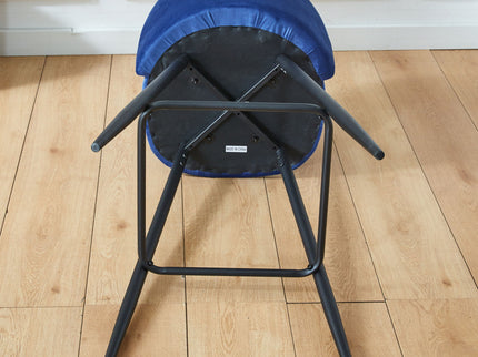 Bar Stool (Set of 2) Modern Counter Bar Height Chair With Back, Sturdy Metal Legs & Footrests, Island Stool For Kitchen Bar - Blue