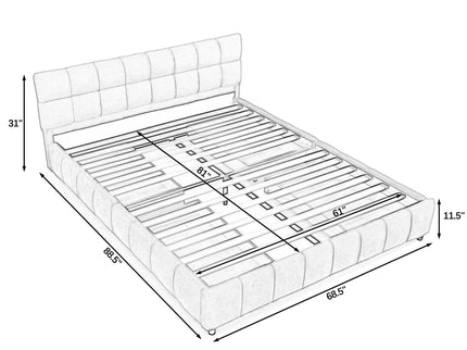 Modern Platform Bed Frame With Thick Fabric