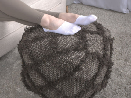 Jumanji - Handcrafted Wool And Cotton Pouf - Brown