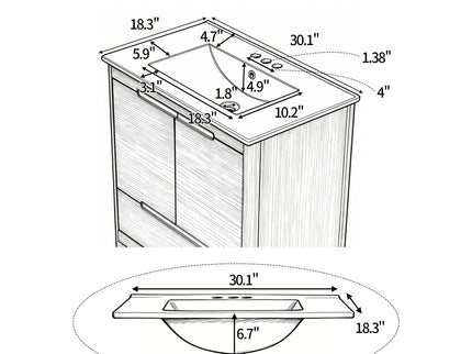 Softened Modern Bathroom Vanity With Sink