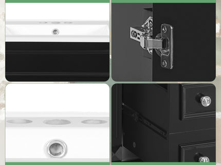 Bathroom Vanity With Sink, Compact Cabinet & 2 Drawers And Adjustable Shelf