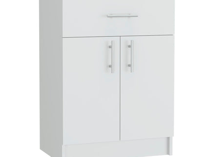 Pantry Organizer Cabinet One Drawer, Two Interior Shelves, Two Doors - White / Light Oak