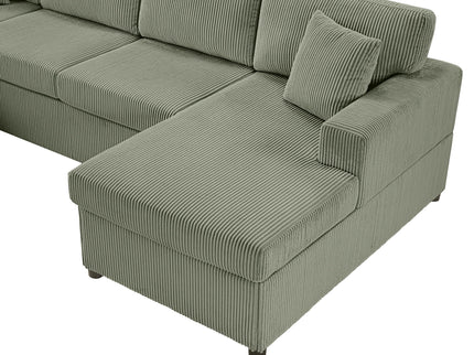 Oversized Sectional U-Shaped Sofa With Chaise Lounge And Three Soft Throw Pillows
