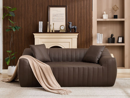 Oversized 2 Seater Loveseat With 2 Decor Throw Pillows, Deep Seat Sofa For Living Rooms
