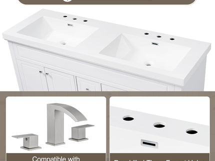 Bathroom Vanity With Double Sinks, 3 Drawers & 4 Doors - White