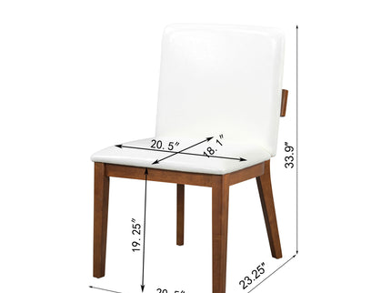 Modern Dining Chairs (Set of 2) With Glossy Upholstery - White / Walnut