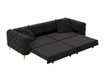 3 In 1 Convertible Sleeper, Deep Seat Pull Out Sofa Bed, Button Tufted