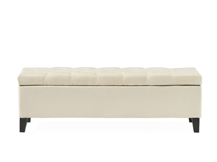 Button Tufted Diamond Stitch Storage Ottoman - Beige