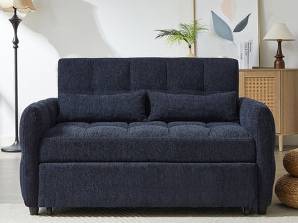 Loveseat Sofa Pull-Out Bed With Adjustable Backrest, 3 USB Ports And 2 Lumbar Pillows For Living Room