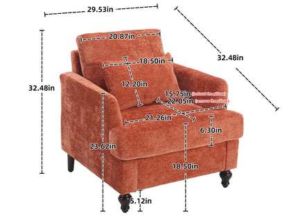 Modern Mid Century Wood Frame Armchair With Tufted Design