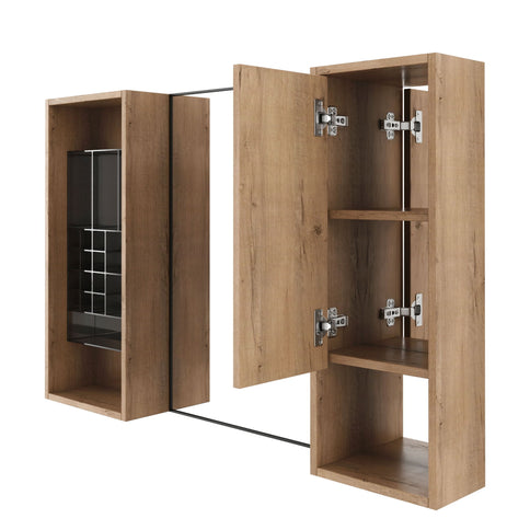 41.3" Wall Mounted Cabinet With Storage, Medicine Cabinet With Door And Adjustable Shelves - Imitative Oak