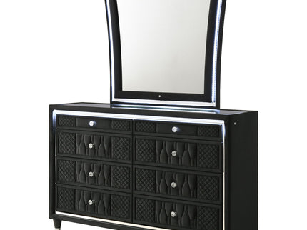 Mika - 8 Drawer LED Dresser With Mirror - Black
