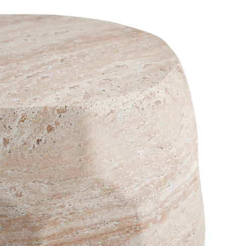 Travertine Lightweight Concrete Side Table For Indoor / Outdoor Use - Beige