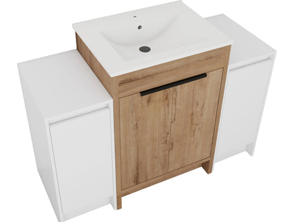 48" Freestanding Bathroom Vanity With Sink And 2 Storage Cabinets, Soft Closing Door - Imitative Oak / White