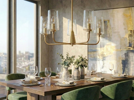 Dazzle - 5 Lights Chandelier With Clear Seeded Satin - Antique Brass / Clear / Gold