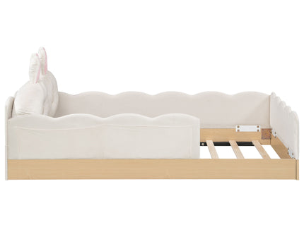 Platform Bed With Animal Pillows And Storage Bags