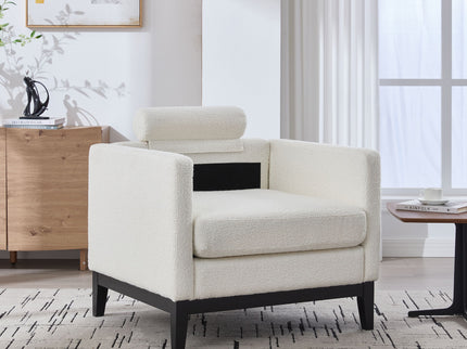 Wide Modern Farmhouse Performance Accent Chair With Legs, Wood Base