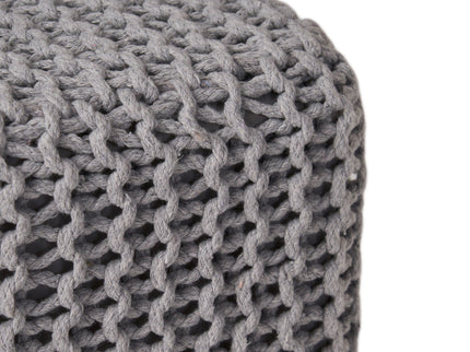 Chabani - Indoor Modern Knitted Fabric Cube Pouf Ottoman - Light Gray