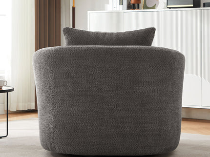 360° Swivel Barrel Sofa Chair With Throw Pillow, Upholstered Accent Chair